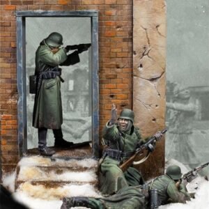 Unpainted 1/35 3pcs German Soldiers WW2 WWII Resin Figure Model Kit Unassembled-With Scenes