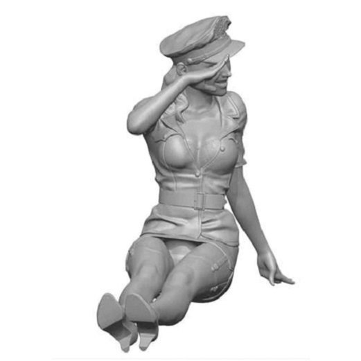 Unpainted 1/16 Military Police Girl Resin Figure Model Kit Unassembled