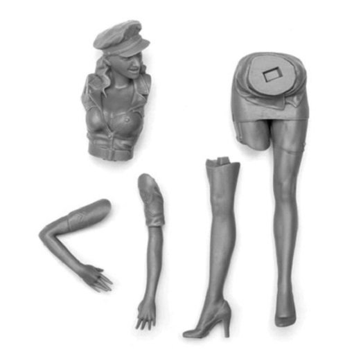 Unpainted 1/16 Military Police Girl Resin Figure Model Kit Unassembled