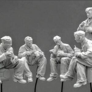 Unpainted 1/35 5pcs German Panzer Crew Soldiers Eating Resin Figure Model Kit Unassembled