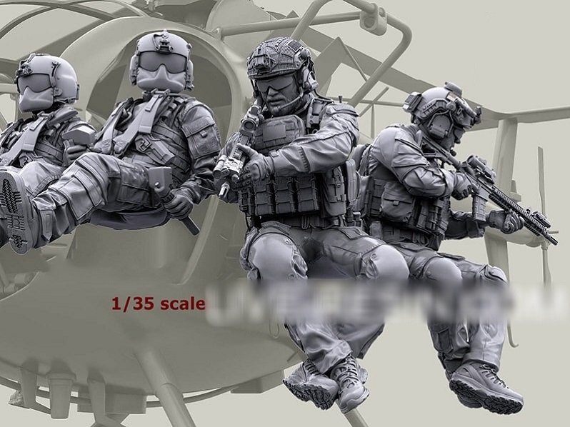 Unpainted 1/35 9pcs Modern US Special Operation Soldiers Resin Figure Model Kit Unassembled