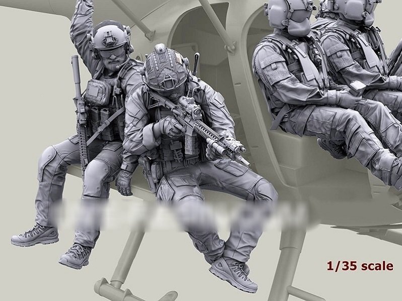 Unpainted 1/35 9pcs Modern US Special Operation Soldiers Resin Figure Model Kit Unassembled