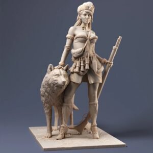 Unpainted 70mm Sexy Swedish Female Hunter Resin Figure Model Kit Unassembled