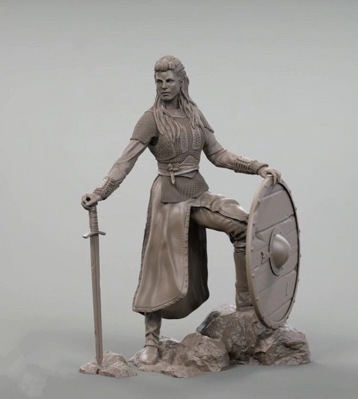 Unpainted 1/24 Sexy Girl Lagertha Warrior Resin Figure Model Kit Unassembled