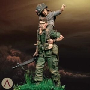 Unpainted 1/24 US Soldier With Boy Vietnam War Resin Figure Model Kit Unassembled