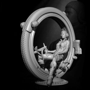 Unpainted 1/24 75mm Sexy Future Girl In Motorcycle Resin Figure Model Kit Unassembled