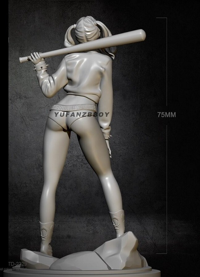 Unpainted 1/24 Sexy Girl Harley Quinn Resin Figure Model Kit Unassembled
