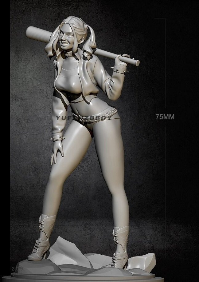 Unpainted 1/24 Sexy Girl Harley Quinn Resin Figure Model Kit Unassembled