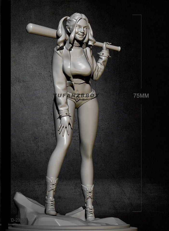 Unpainted 1/24 Sexy Girl Harley Quinn Resin Figure Model Kit Unassembled