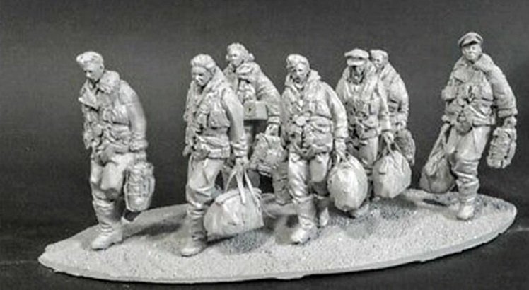 Unpainted 1/32 Lancaster Bomber Crew WW2 Resin Figures Model Kit Unassembled