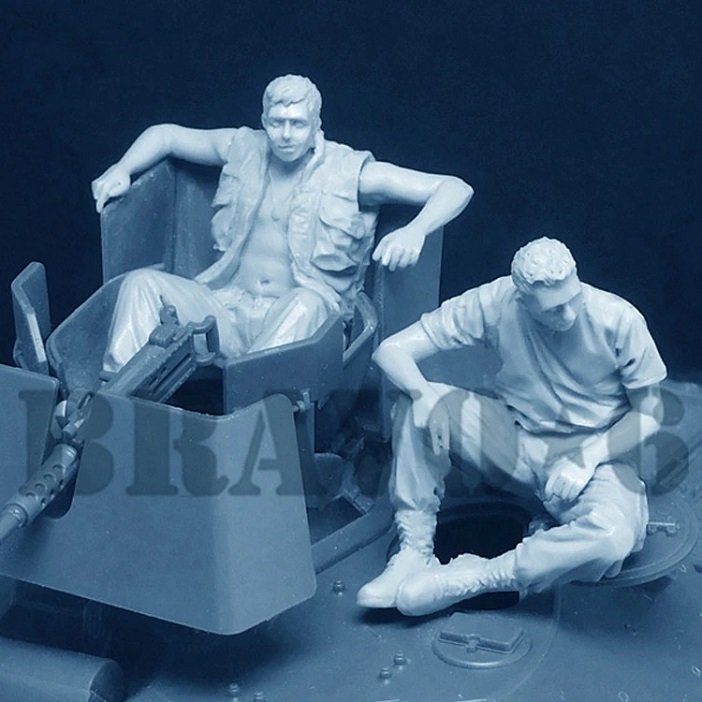Unpainted 1/35 US Tankers Vietnam War 1961 Resin Figure Model Kit Unassembled