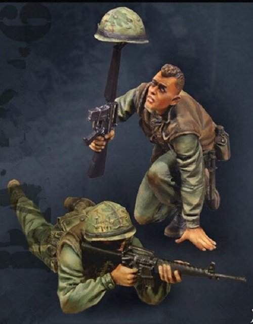 Unpainted 1/35 USMC Soldiers Vietnam War 1955 Resin Figure Model Kit Unassembled