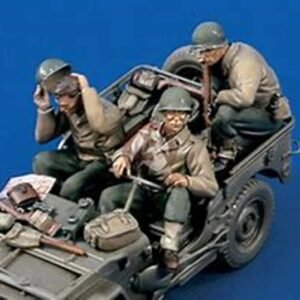 Unpainted 1/35 3pcs US Soldiers WW2 WWII Resin Figure Model Kit Unassembled- NO CAR