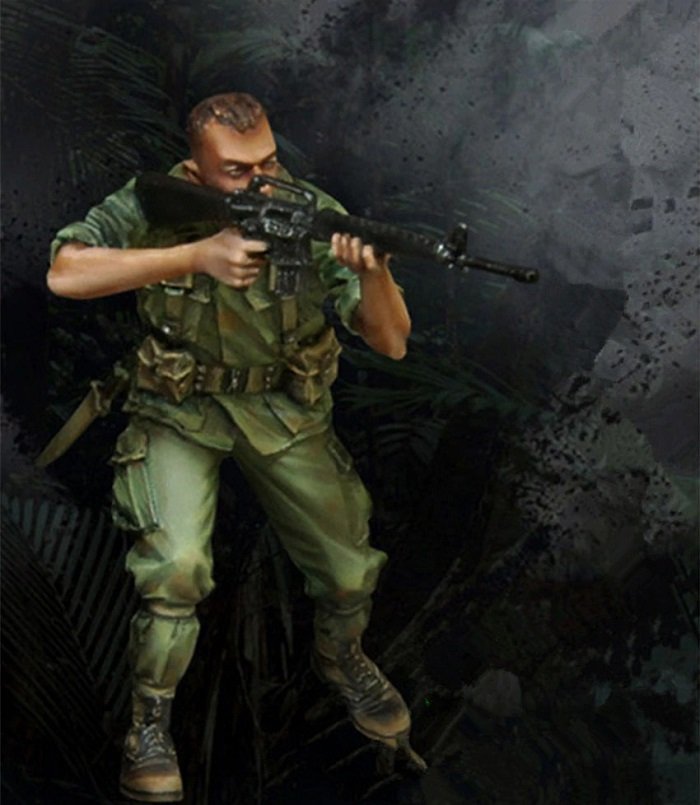 Unpainted 1/35 US Army Infantry Soldier Gunfighter Resin Figure Model Kit Unassembled