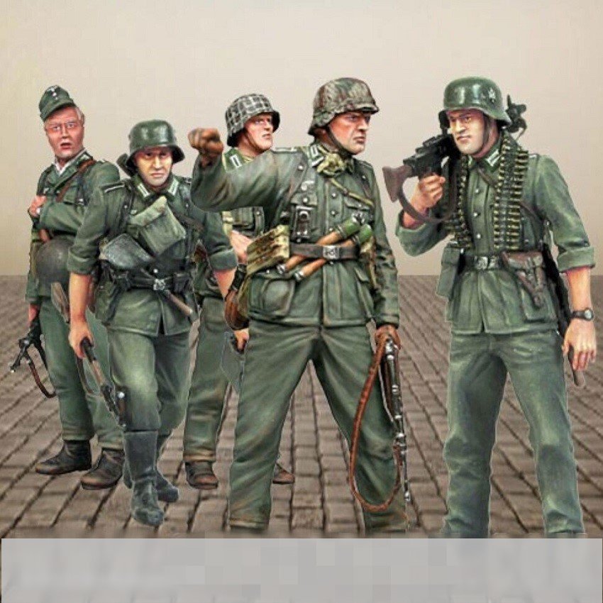 Unpainted 1/35 5pcs German Infantry Soldiers WW2 Resin Figure Model Kit Unassembled