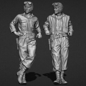 Unpainted 1/35 US Army Soldiers Tankers Coverall WW2 Resin Figure Model Kit Unassembled