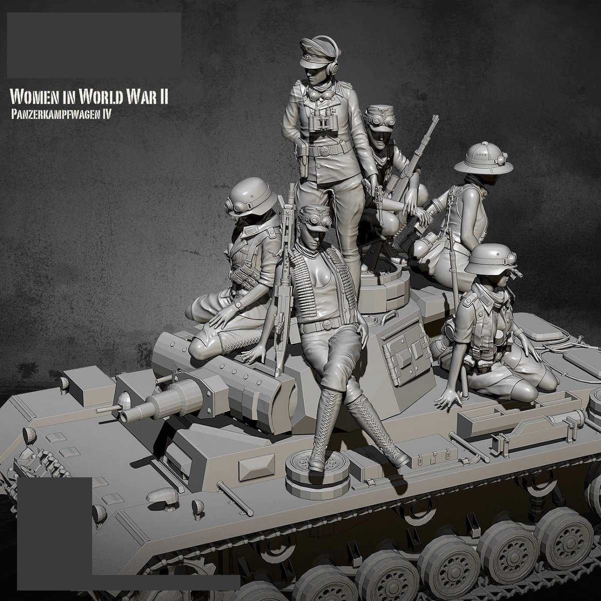 Unpainted 1/35 6pcs Sexy German Girls WW2 WWII Resin Figure Model Kit Unassembled-2