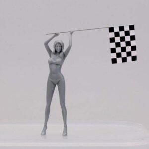 Unpainted 1/24 Sexy Racing Car Girl Resin Figure Model Kit Unassembled-No Flag