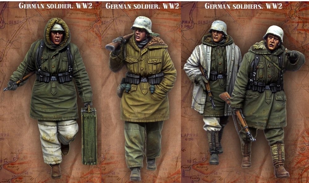 Unpainted 1/35 4pcs German Soldiers WW2 WWII Resin Figure Model Kit Unassembled