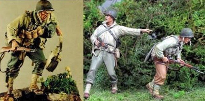 Unpainted 1/35 US Soldiers WW2 WWII Resin Figure Model Kit Unassembled (6pcs)