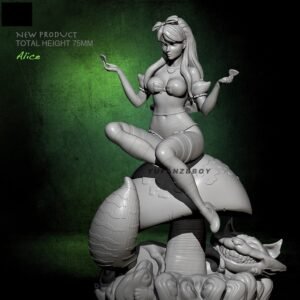 Unpainted 1/24 Sexy Girl Alice With Magic Cat Resin Figure Model Kit Unassembled
