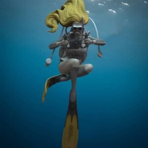 Unpainted 1/24 Sexy Modern Girl Diver Lady Resin Figure Model Kit Unassembled