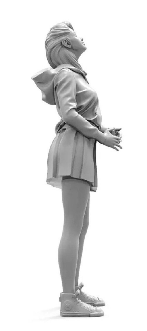 Unpainted 1/24 College DRONE Girl Resin Figure Model Kit Unassembled