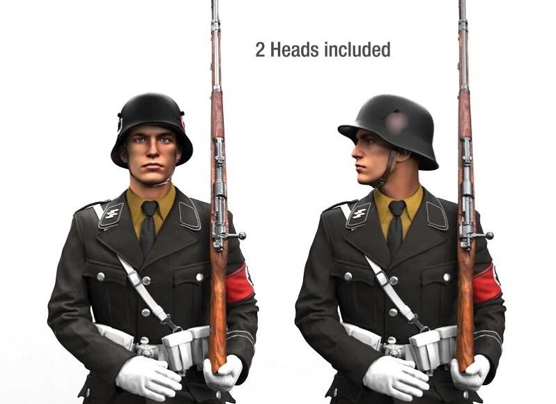 Unpainted 1/16 German SS Soldier Resin Figure Model Kit Unassembled-2 Heads