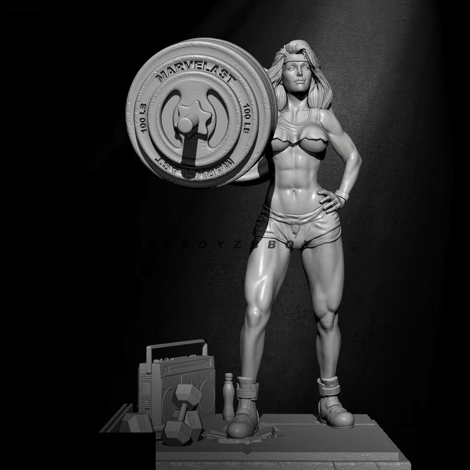Unpainted 1/24 Sexy Weight Lifting Lady Bodybuilder Resin Figure Model Kit Unassembled