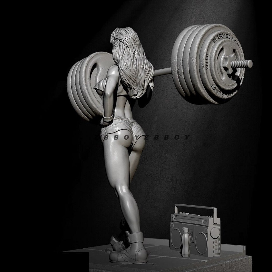 Unpainted 1/24 Sexy Weight Lifting Lady Bodybuilder Resin Figure Model Kit Unassembled