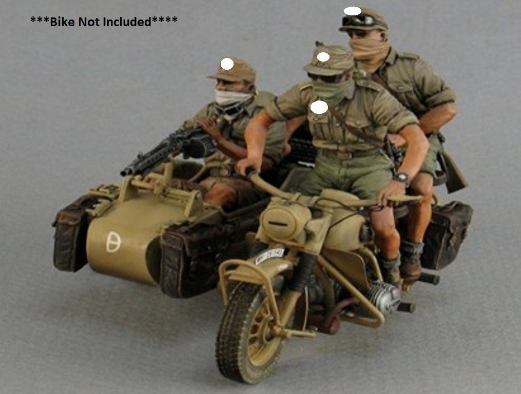 Unpainted 1/35 German Soldiers Afrika Korps Resin Figure Model Kit Unassembled-No Bike