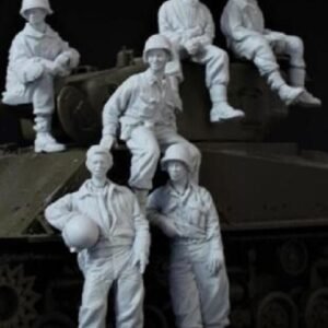 Unpainted 1/35 6pcs US Sherman Tank Crew WW2 Resin Figure Model Kit Unassembled-NO TANK