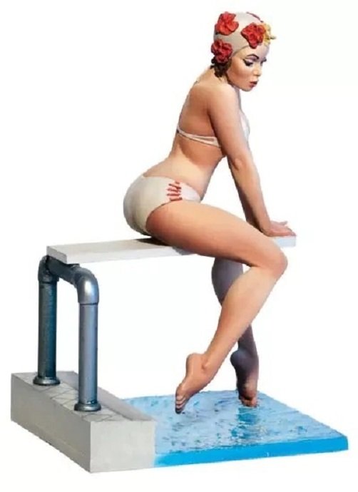 Unpainted 1/20 Sexy Pin Up Swimming Girl Resin Figure Model Kit Unassembled