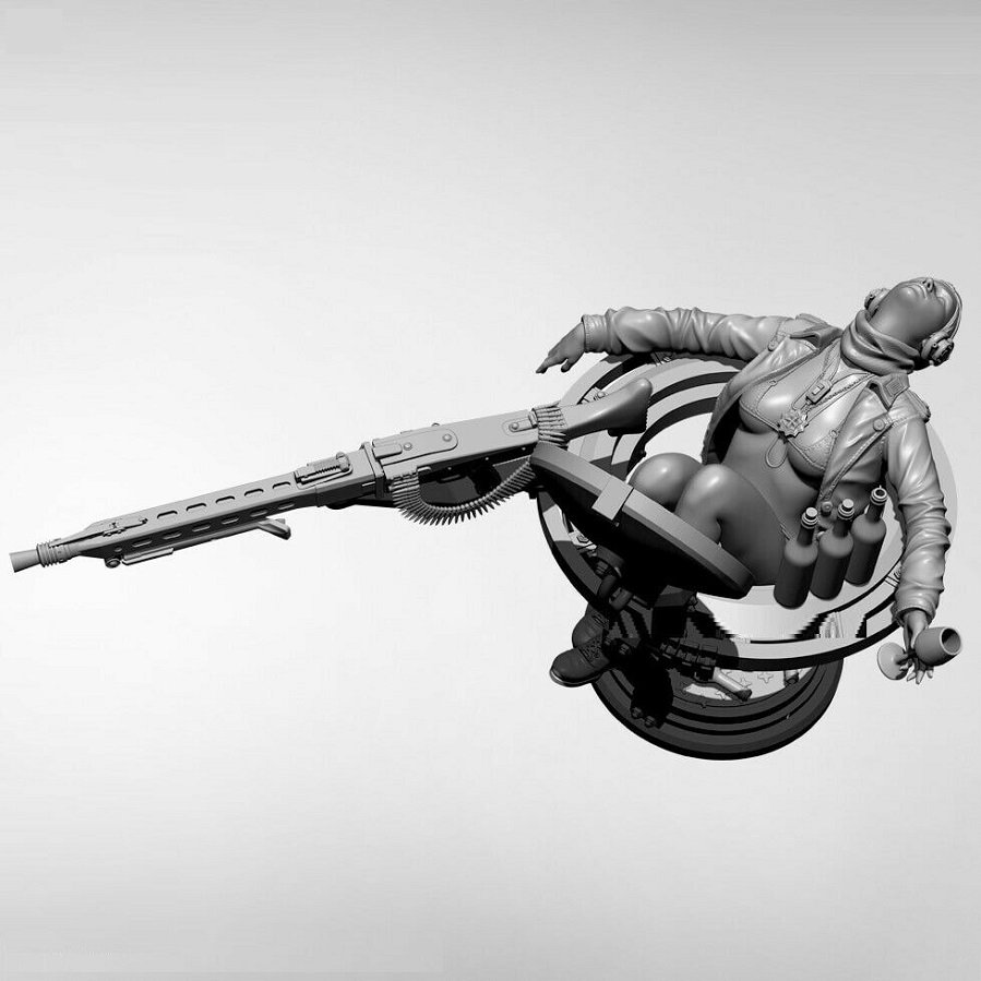 Unpainted 1/18 Sexy Military Girl Tiger Baby Resin Figure Model Kit Unassembled