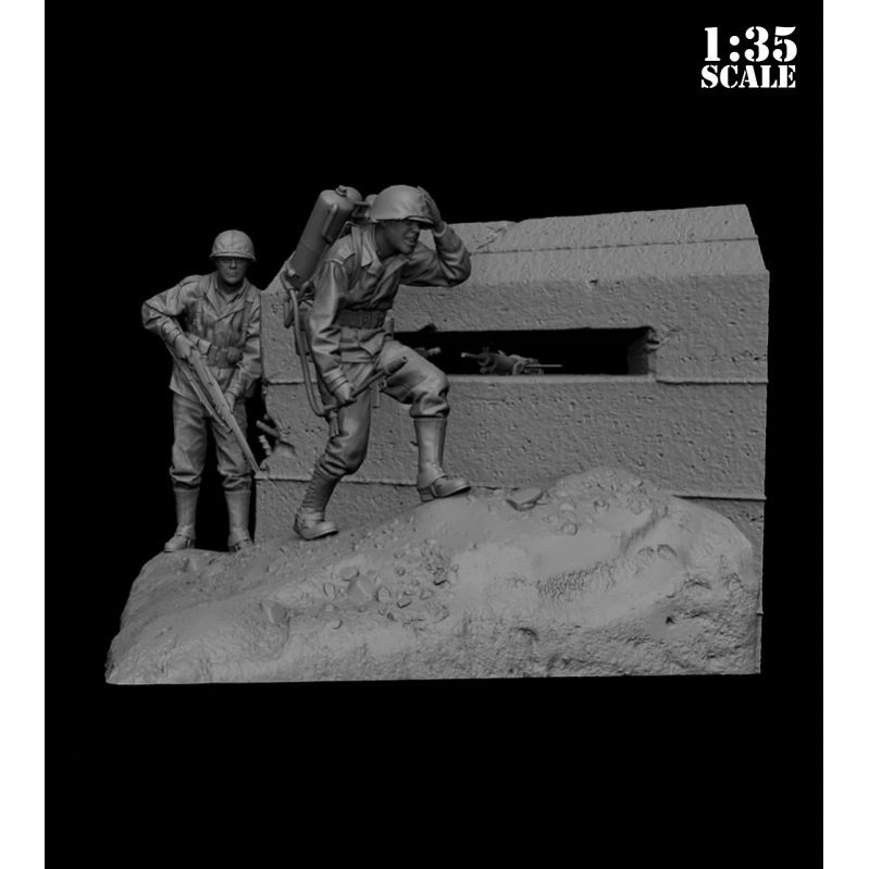 Unpainted 1/35 US Marine Soldiers Resin Figure Model Kit Unassembled-With BASE