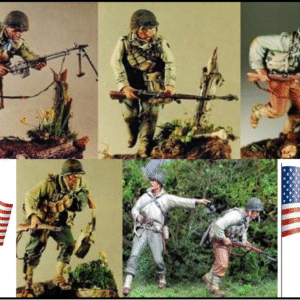 Unpainted 1/35 US Soldiers WW2 WWII Resin Figure Model Kit Unassembled (6pcs)