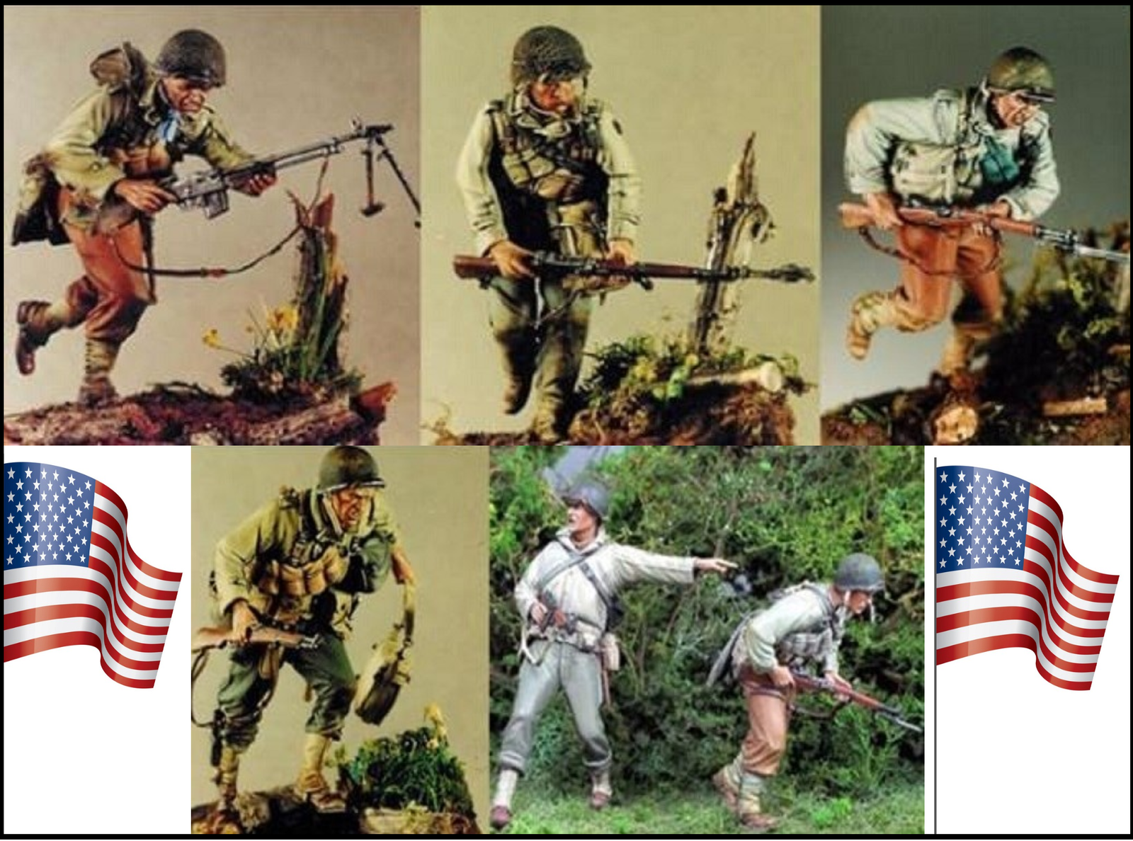 Unpainted 1/35 US Soldiers WW2 WWII Resin Figure Model Kit Unassembled (6pcs)