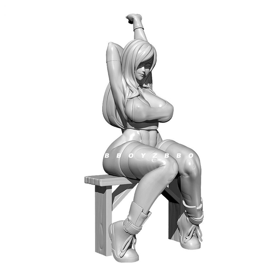 Unpainted 1/24 75mm Sexy Girl Sitting On Bench Resin Figure Model Kit Unassembled