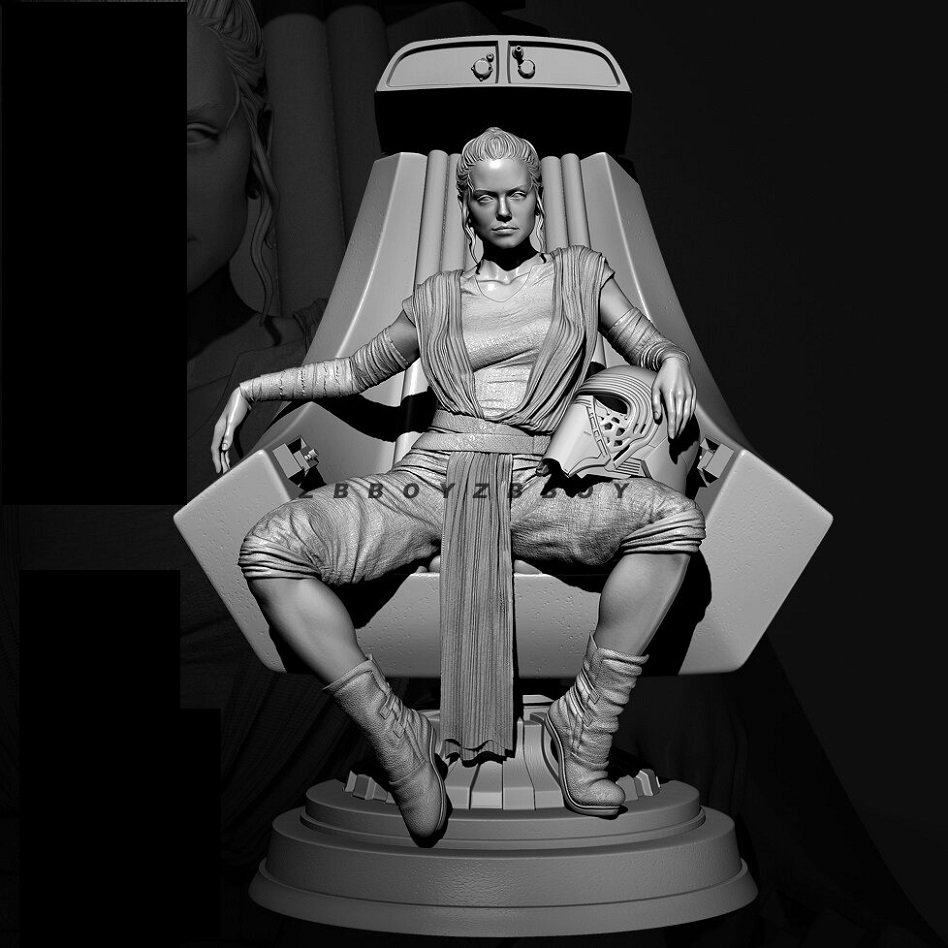 Unpainted 1/24 75mm Sexy Girl Rey Skywalker Resin Figure Model Kit Unassembled