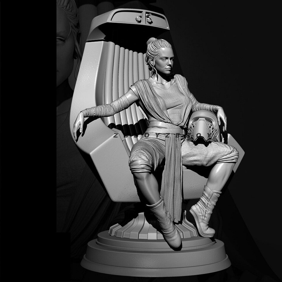 Unpainted 1/24 75mm Sexy Girl Rey Skywalker Resin Figure Model Kit Unassembled