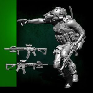 Unpainted 1/24 75mm US Army Senior Marine Soldier Resin Figure Model Kit Unassembled