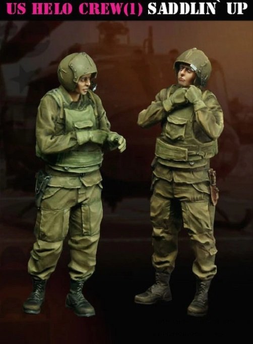 Unpainted 1/35 US Army Helicopter Pilots Vietnam War Resin Figure Model Kit Unassembled