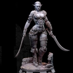 Unpainted 1/24 75mm Sexy Girl ELF Fighter Resin Figure Model Kit Unassembled