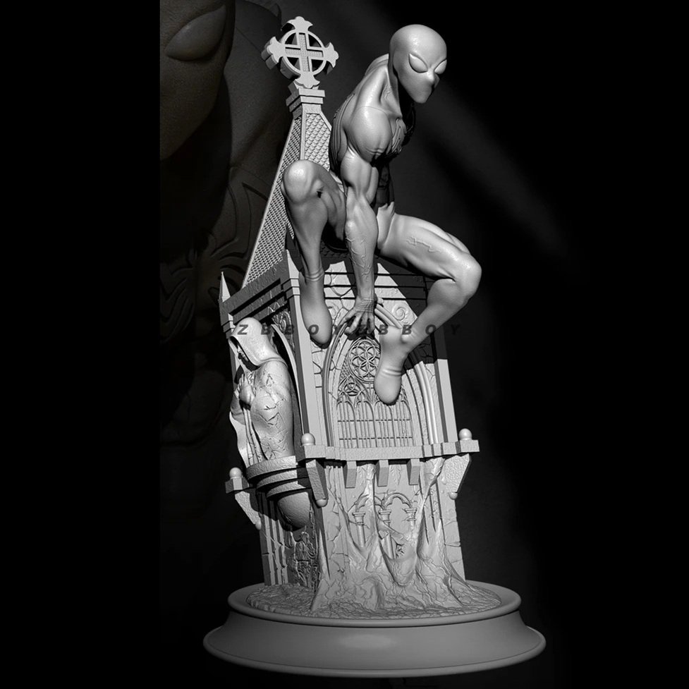 Unpainted 1/24 The Spiderman Warrior In Action Resin Figure Model Kit Unassembled