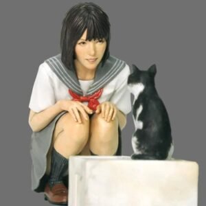 Unpainted 1/20 College Girl With Cat Resin Figure Model Kit Unassembled