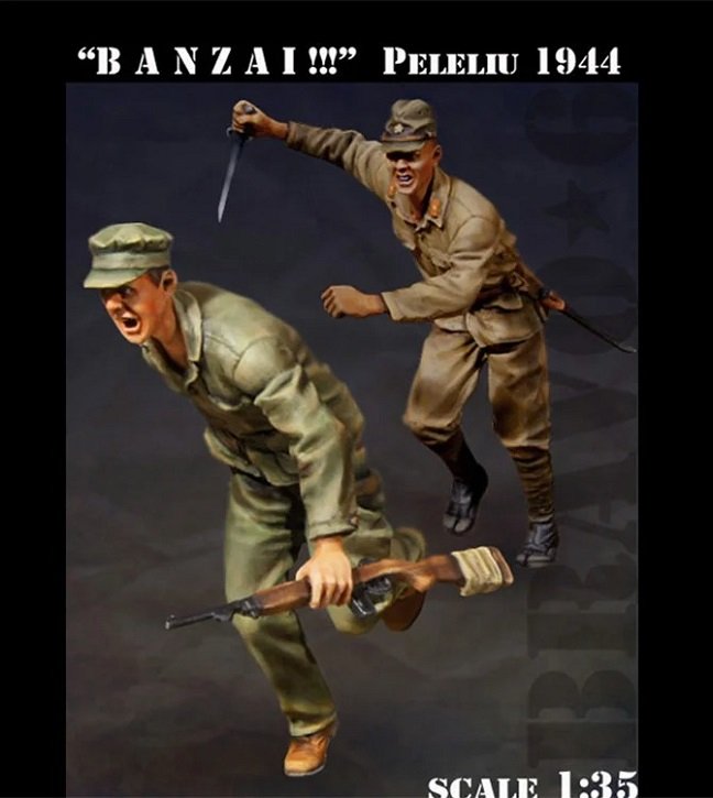Unpainted 1/35 US Soldier & Japanese Soldier BANZA Resin Figure Model Kit Unassembled