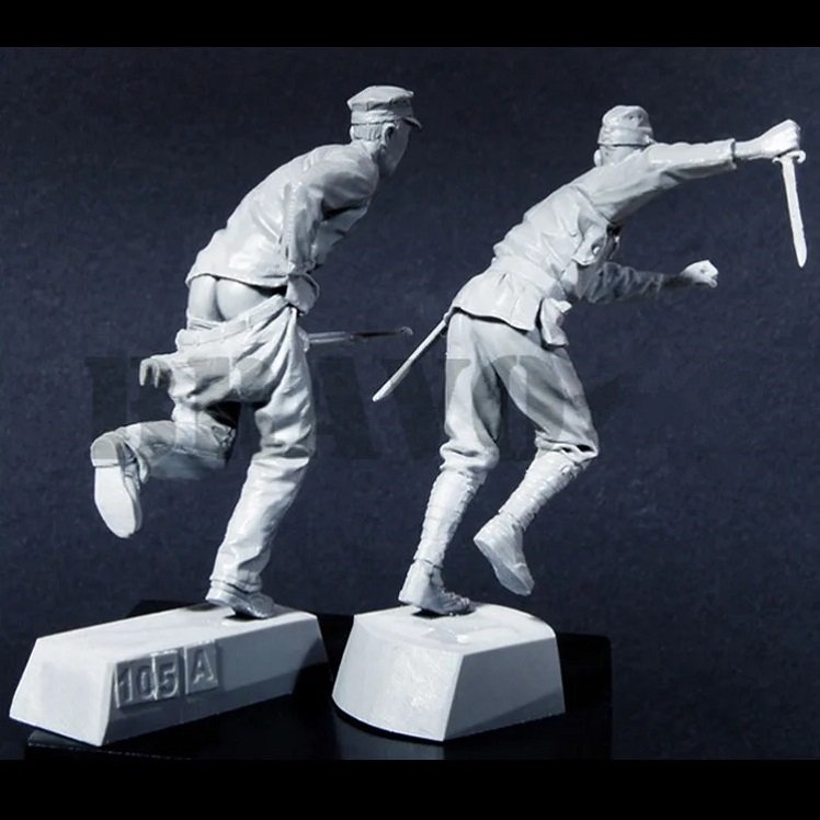 Unpainted 1/35 US Soldier & Japanese Soldier BANZA Resin Figure Model Kit Unassembled