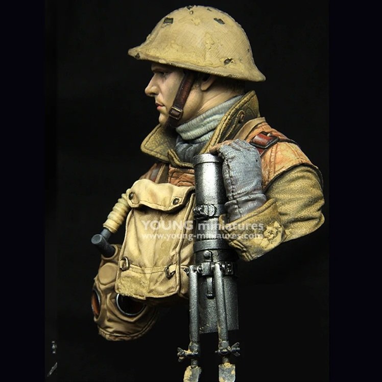 Unpainted 1/10 BUST British Gunner Soldier WW1 Resin Figure Model Kit Unassembled