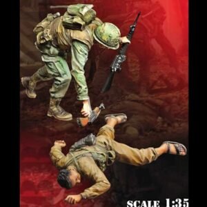 Unpainted 1/35 USMC Soldier "Round The Corner" Vietnam War Resin Figure Model Kit Unassembled