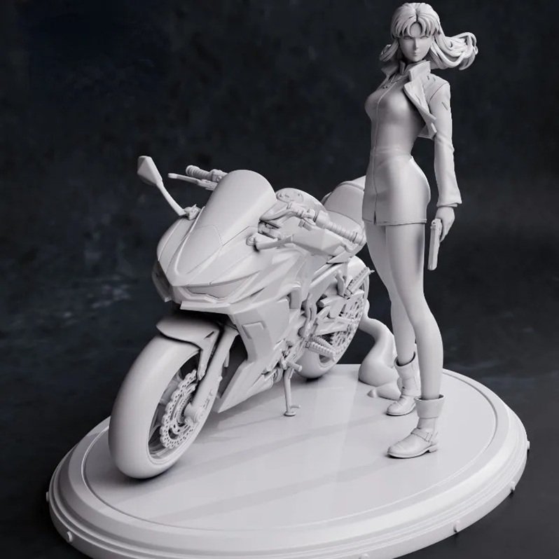 Unpainted 1/24 COOL AGENT Female RIDER Girl Resin Figure Model Kit Unassembled